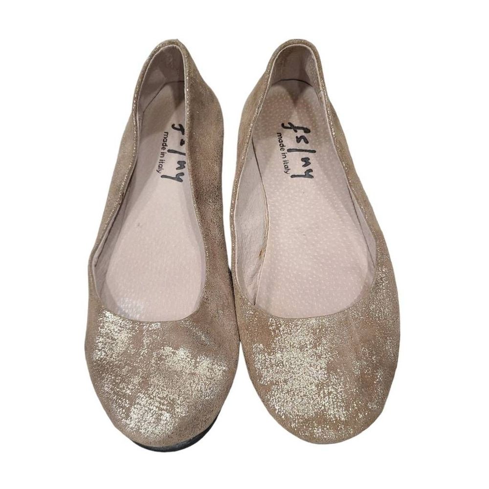 FS/ny Gold Shimmer Flats Shoes Womens US 8 Golden Comfort Casual Wear Slip On